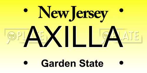 AXILLA New Jersey License Plate