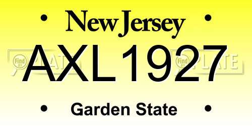 AXL1927 New Jersey License Plate