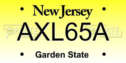 AXL65A New Jersey License Plate