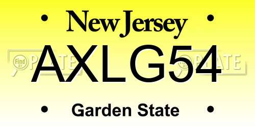 AXLG54 New Jersey License Plate