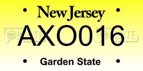 AXO016 New Jersey License Plate