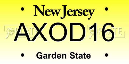 AXOD16 New Jersey License Plate