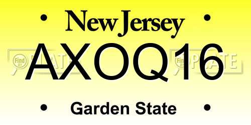 AXOQ16 New Jersey License Plate