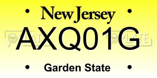 AXQ01G New Jersey License Plate