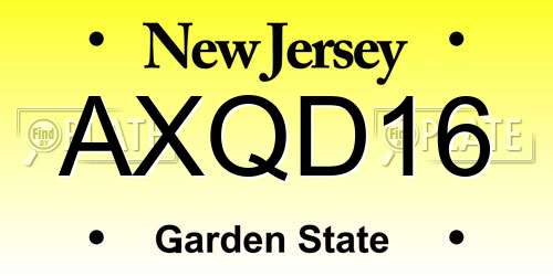 AXQD16 New Jersey License Plate