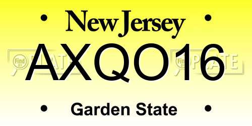 AXQO16 New Jersey License Plate
