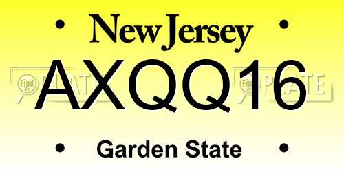 AXQQ16 New Jersey License Plate