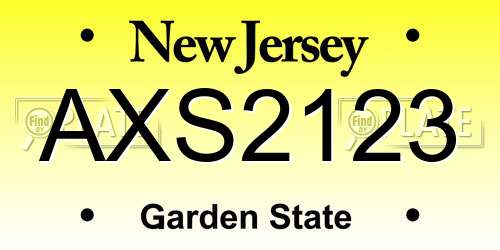AXS2123 New Jersey License Plate