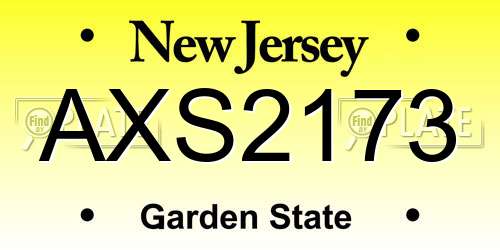 AXS2173 New Jersey License Plate