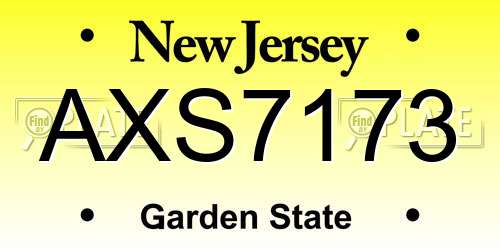 AXS7173 New Jersey License Plate
