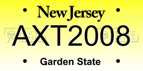 AXT2008 New Jersey License Plate