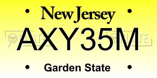 AXY35M New Jersey License Plate