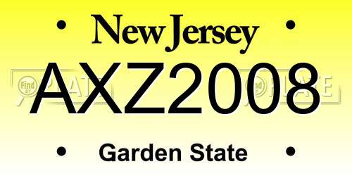AXZ2008 New Jersey License Plate