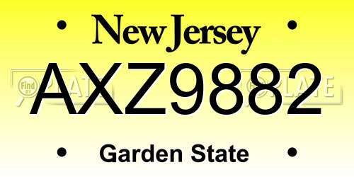 AXZ9882 New Jersey License Plate