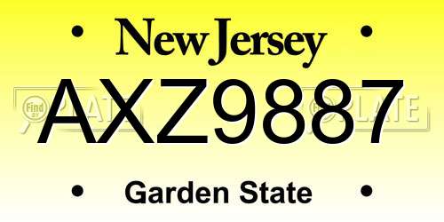 AXZ9887 New Jersey License Plate