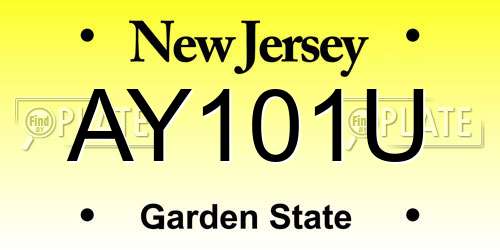 AY101U New Jersey License Plate