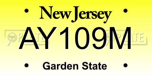 AY109M New Jersey License Plate