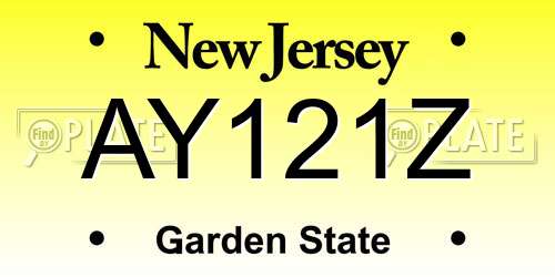 AY121Z New Jersey License Plate