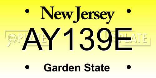AY139E New Jersey License Plate