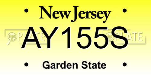 AY155S New Jersey License Plate