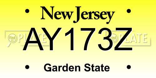 AY173Z New Jersey License Plate