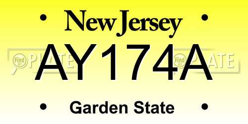 AY174A New Jersey License Plate