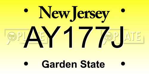 AY177J New Jersey License Plate