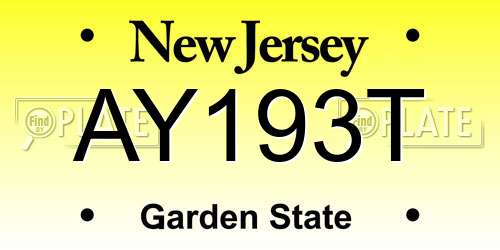 AY193T New Jersey License Plate