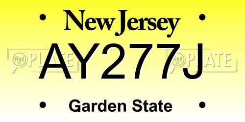 AY277J New Jersey License Plate
