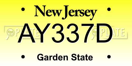 AY337D New Jersey License Plate