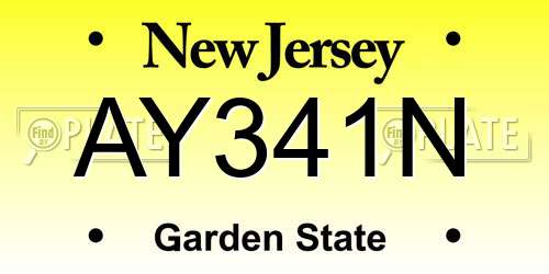 AY341N New Jersey License Plate