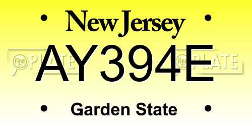 AY394E New Jersey License Plate