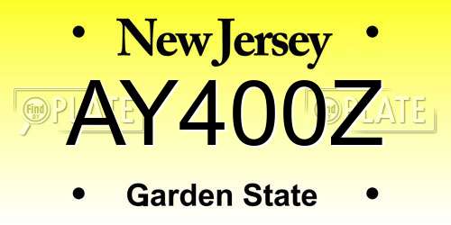AY400Z New Jersey License Plate
