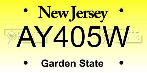 AY405W New Jersey License Plate