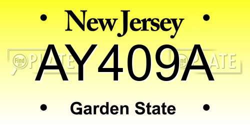 AY409A New Jersey License Plate