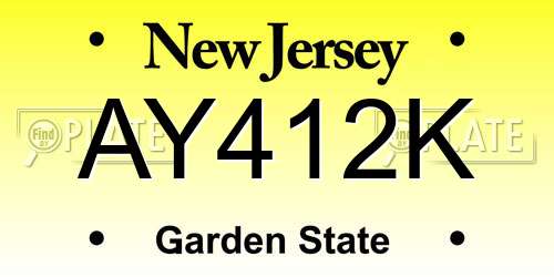 AY412K New Jersey License Plate