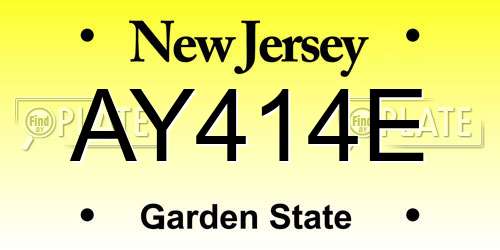 AY414E New Jersey License Plate