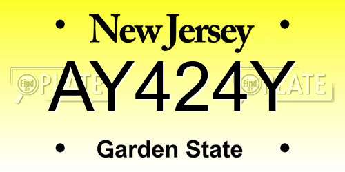 AY424Y New Jersey License Plate