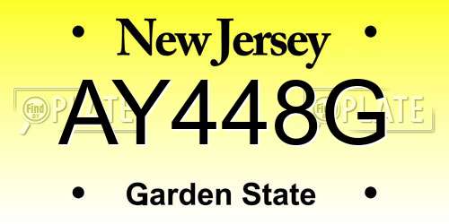 AY448G New Jersey License Plate