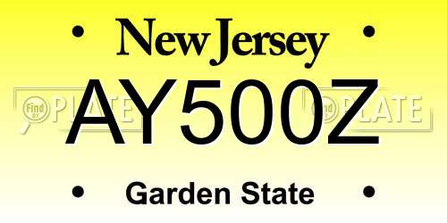 AY500Z New Jersey License Plate