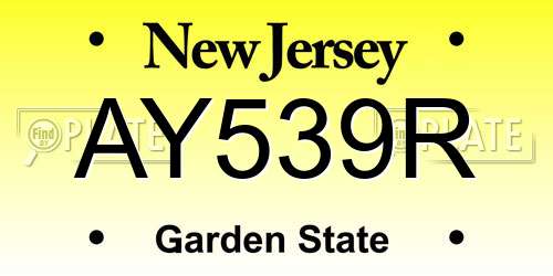 AY539R New Jersey License Plate