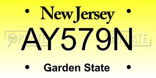 AY579N New Jersey License Plate