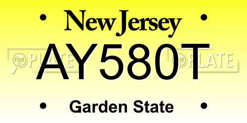 AY580T New Jersey License Plate