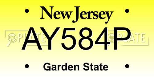 AY584P New Jersey License Plate