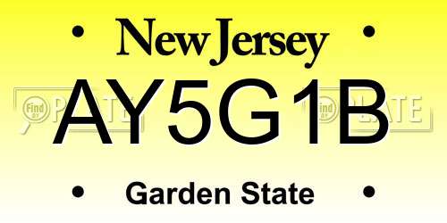 AY5G1B New Jersey License Plate