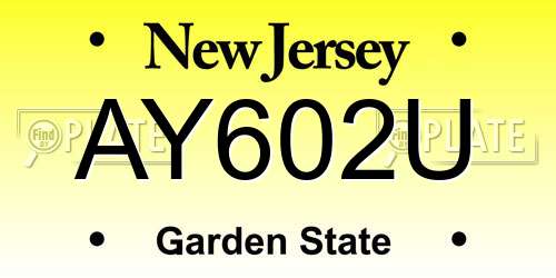 AY602U New Jersey License Plate