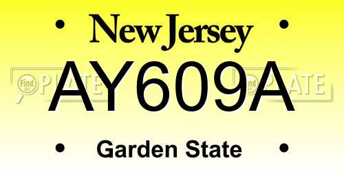AY609A New Jersey License Plate
