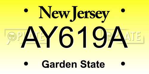 AY619A New Jersey License Plate