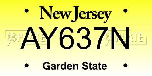 AY637N New Jersey License Plate