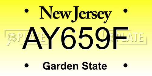 AY659F New Jersey License Plate